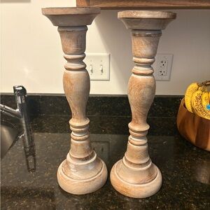 Rustic Wooden Candle Holders
